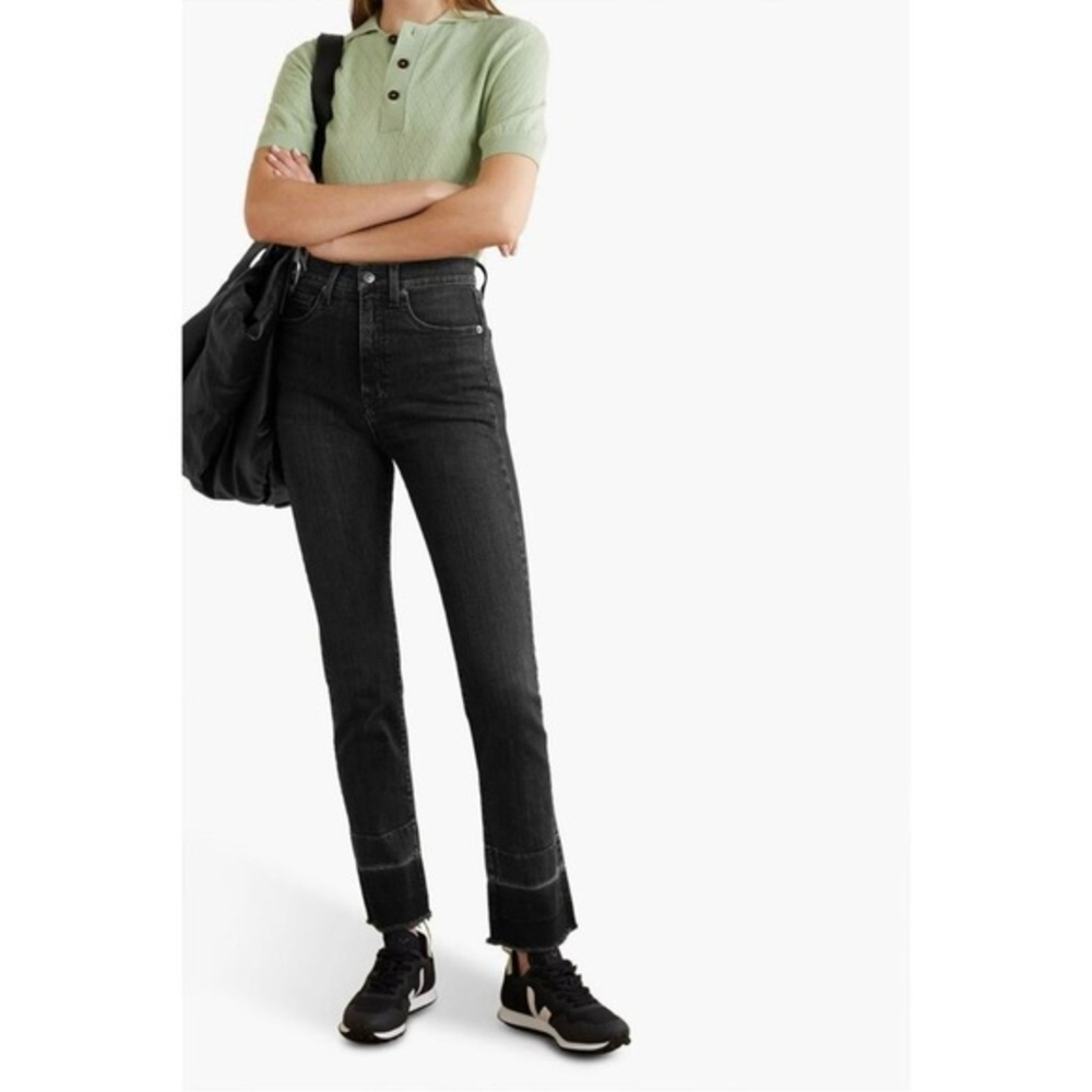 Veronica Beard Ryleigh Slim Straight High Rise Jeans Washed Onyx Size 28‎